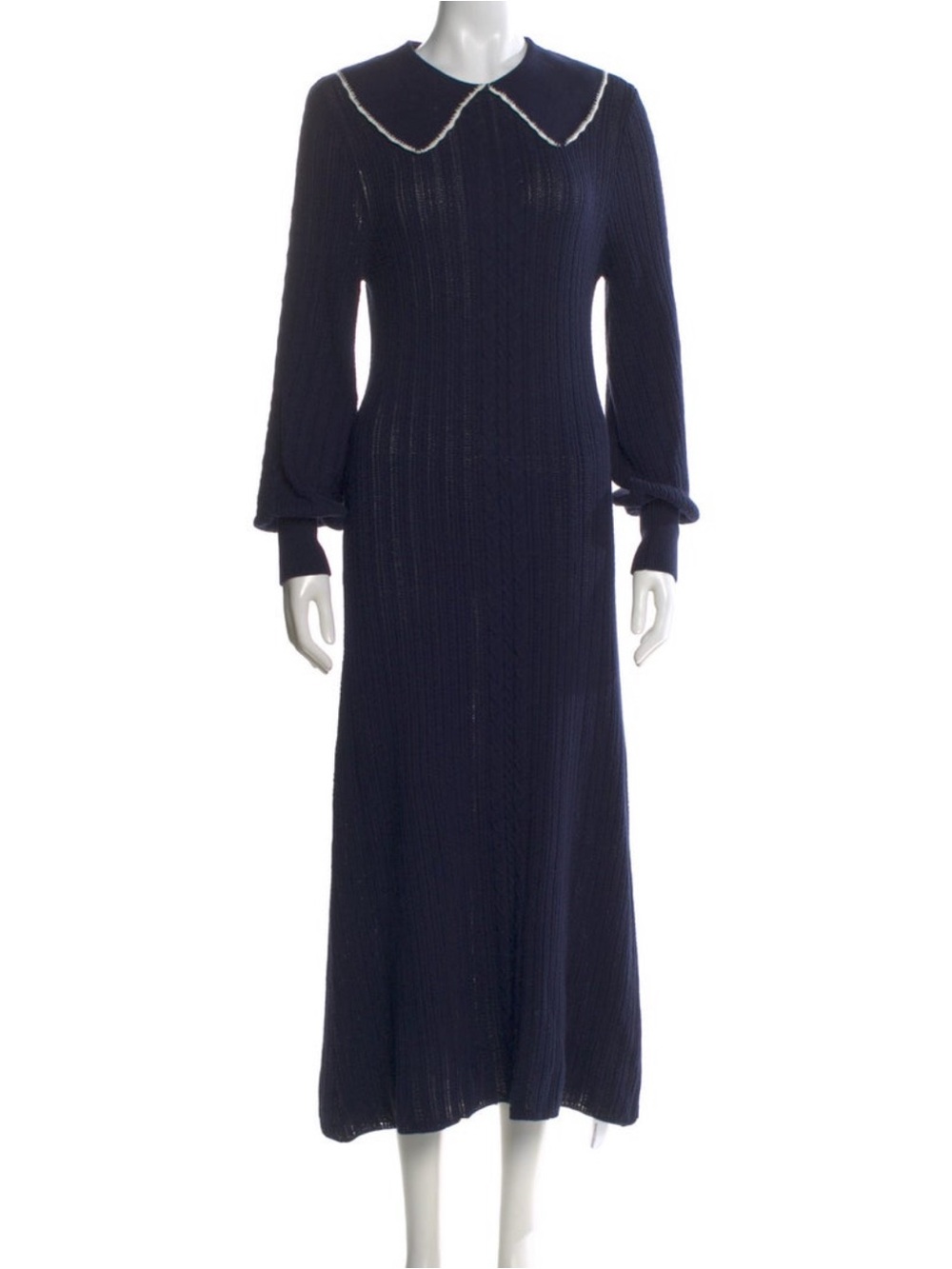 Rixo Navy Long-Sleeve Knit Dress Size XS